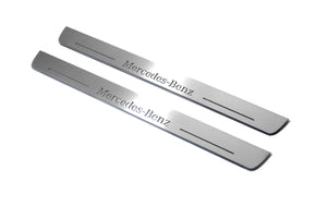 Illuminated LED Door Sill Tread Plates Mercedes GLS X166 2015-2019 With Mercedes-Benz Logo Mercedes Led Door Sills opdesign