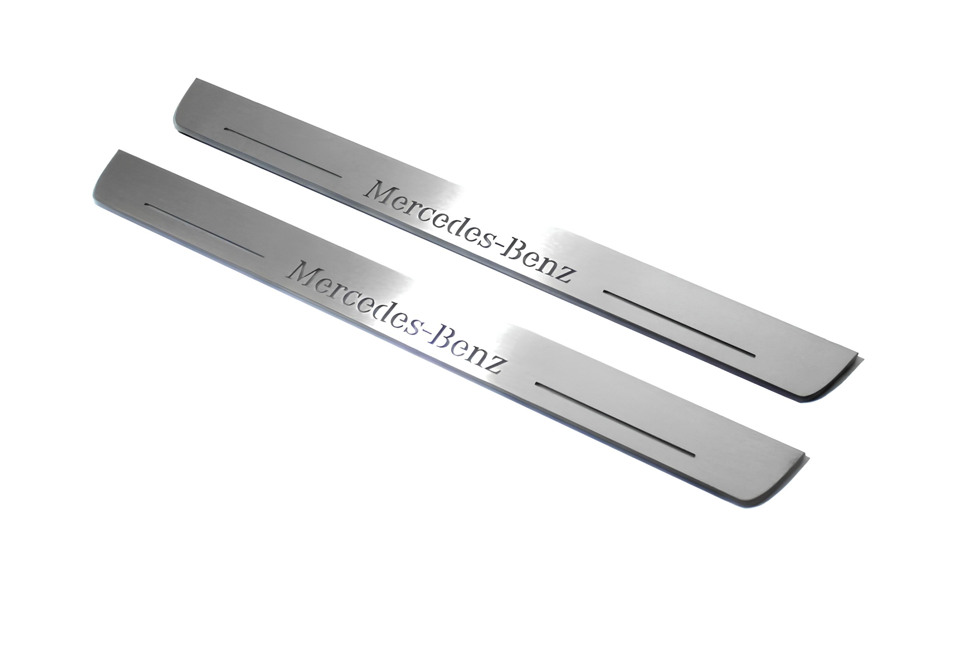Illuminated LED Door Sill Tread Plates Mercedes GLS X166 2015-2019 With Mercedes-Benz Logo Mercedes Led Door Sills opdesign