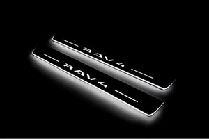 Illuminated LED Door Sill Tread Plates Toyota Rav4 VI 2025+ With Rav4 Logo Toyota Led Door Sills decoinfabric