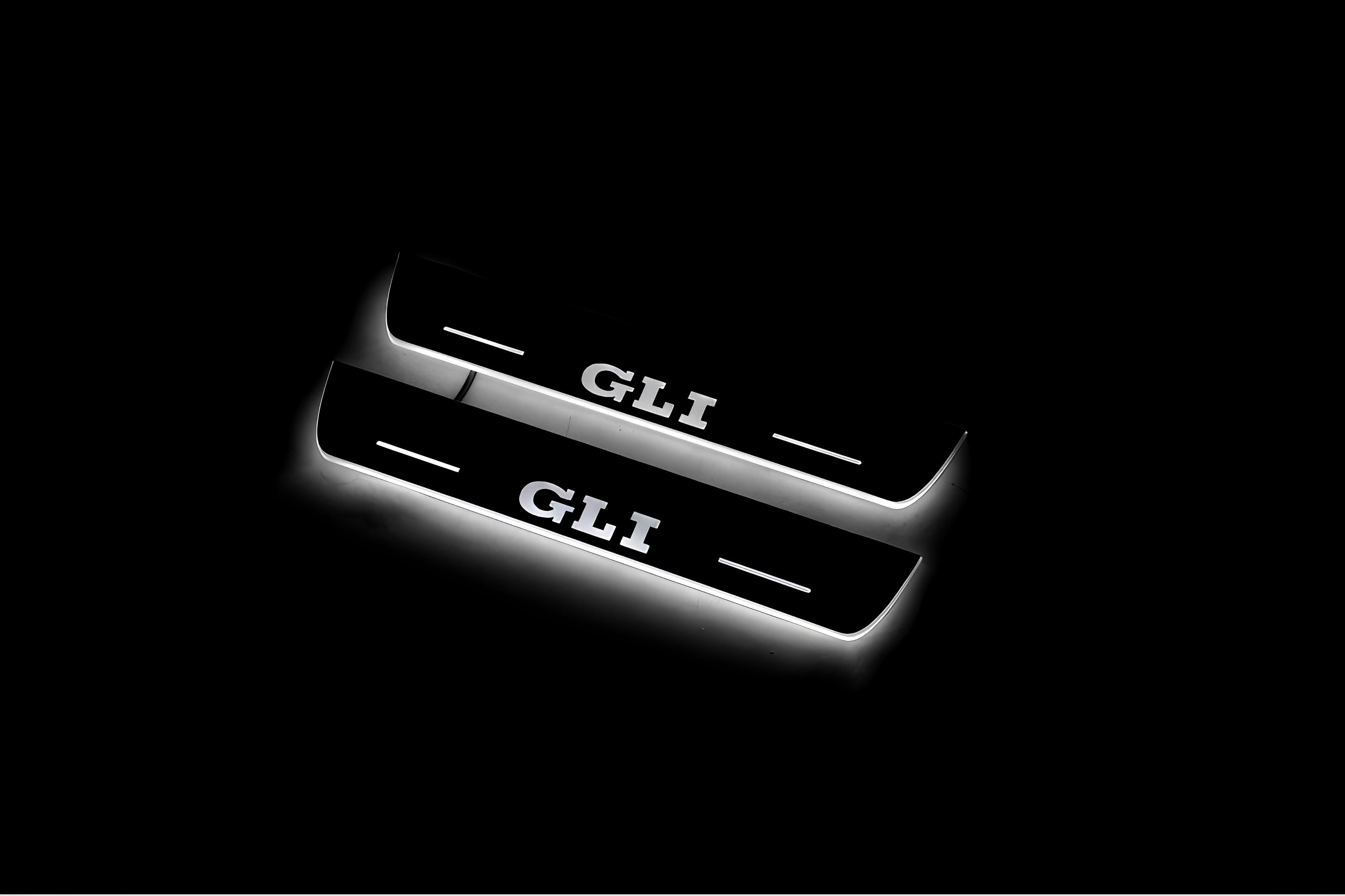 Illuminated LED Door Sill Tread Plates Volkswagen Jetta VII 2019+ With GLI Logo Volkswagen Led Door Sills opdesign