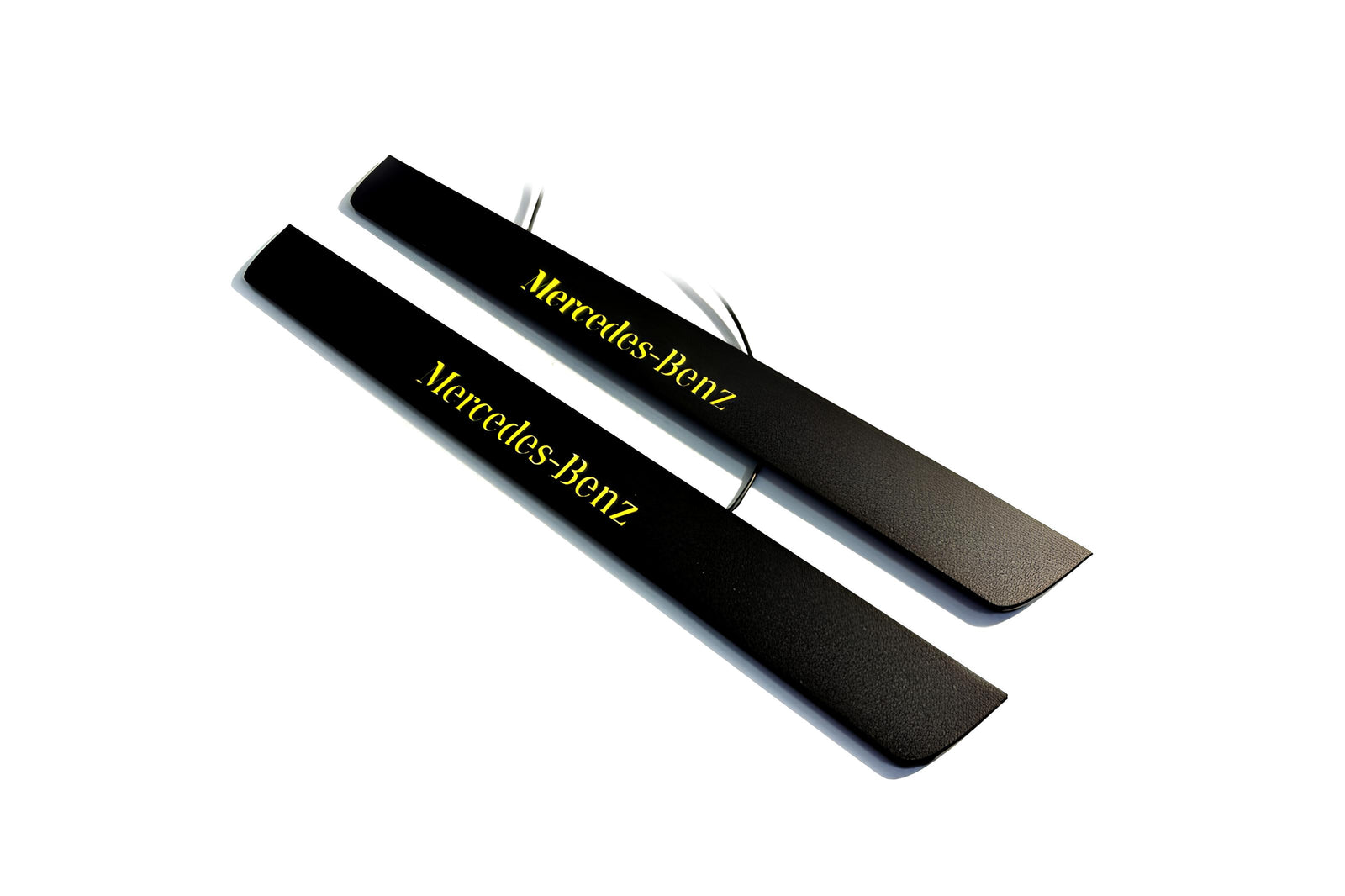 stainless steel illuminated door sill protectors with Mercedes E W211 2002+ with Mercedes-Benz logo