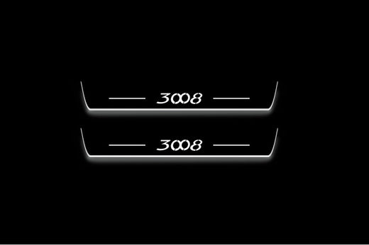 Peugeot 3008 T84 2008–2016 — Stainless Steel LED Door Sills — 3008 Logo