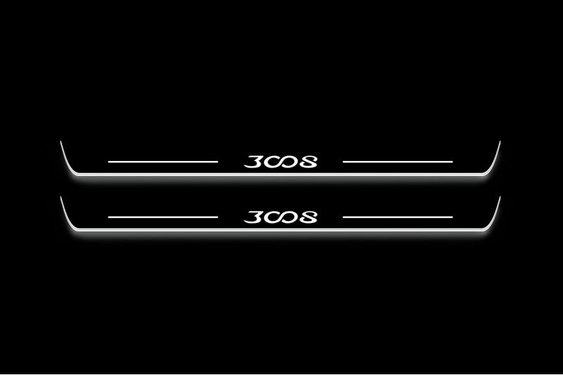 Peugeot 3008 II 2016+ entry guards in stainless steel with 3008 logo