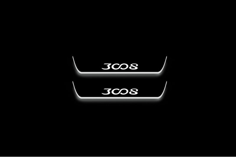 stainless steel door sill plates for Peugeot 3008 II 2016+ with 3008 logo
