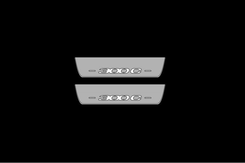 Illuminated LED Door Sill Tread Plates Chrysler 300C II 2011-2023 With 300C Logo Chrysler Led Door Sills opdesign