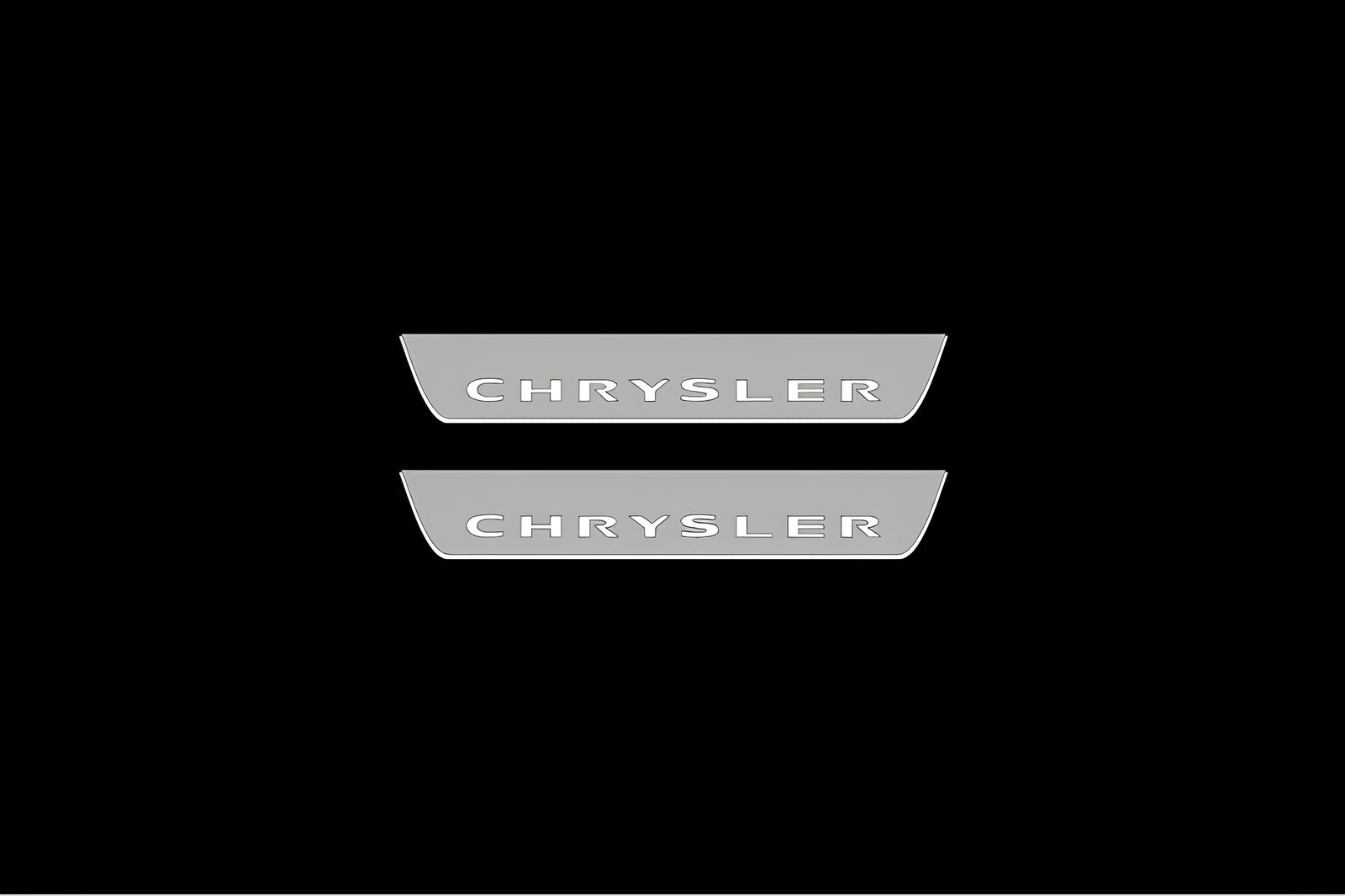 Chrysler 300C I 2005+ illuminated entry guards in stainless steel with Chrysler logo