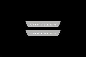 Illuminated LED Door Sill Tread Plates Chrysler 300C I 2005-2010 With Chrysler Logo Chrysler Led Door Sills opdesign