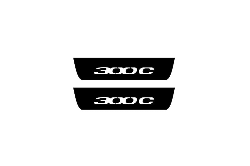 stainless steel illuminated door sill protectors for Chrysler 300C II LD 2011+ with 300C logo