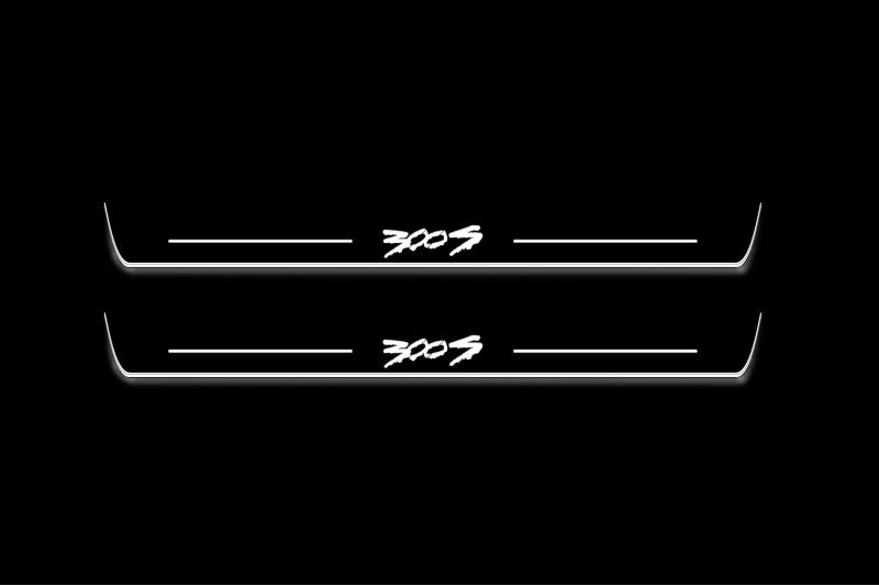 LED door sill plates Chrysler 300C II LD 2011+ in stainless steel with 300S T2 logo