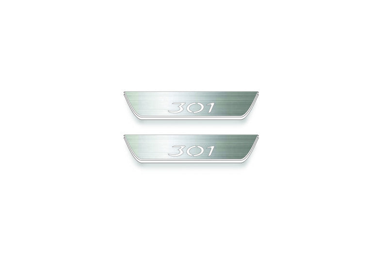 stainless steel LED door sill plates for Peugeot 301 2012+ with 301 logo
