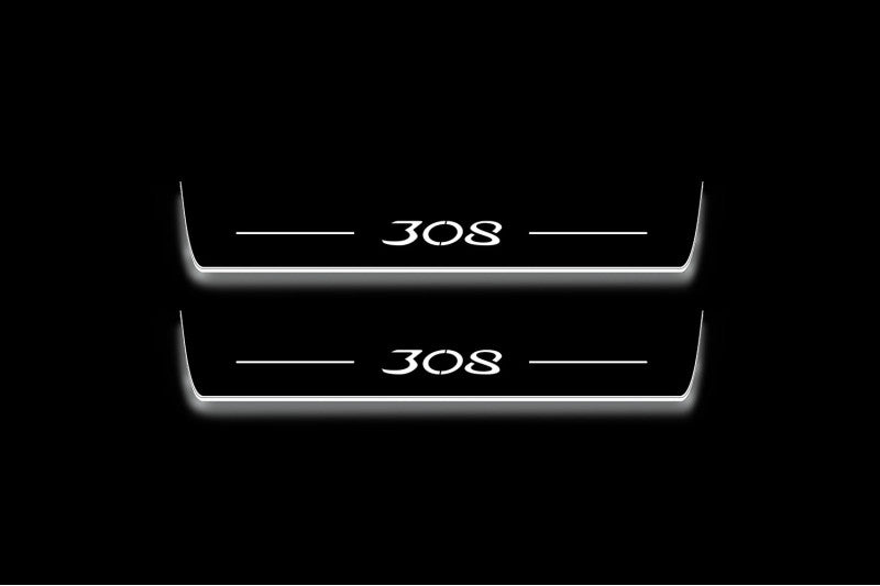 Peugeot 308 II T9 2012+ Stainless Steel LED Door Sills – 308 Logo