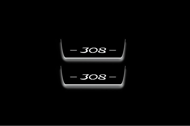 Peugeot 308 II T9 2012+ Stainless Steel LED Door Sills – 308 Logo