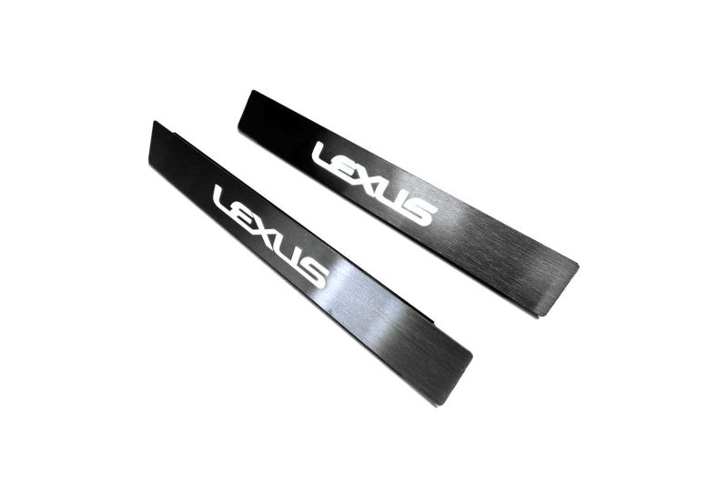 Lexus RX II XU30 2003+ illuminated entry guards in stainless steel with Lexus logo