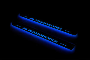 Illuminated LED Door Sill Tread Plates BMW X6 F16 2015-2019 With M Perfomance Logo BMW Led Door Sills opdesign