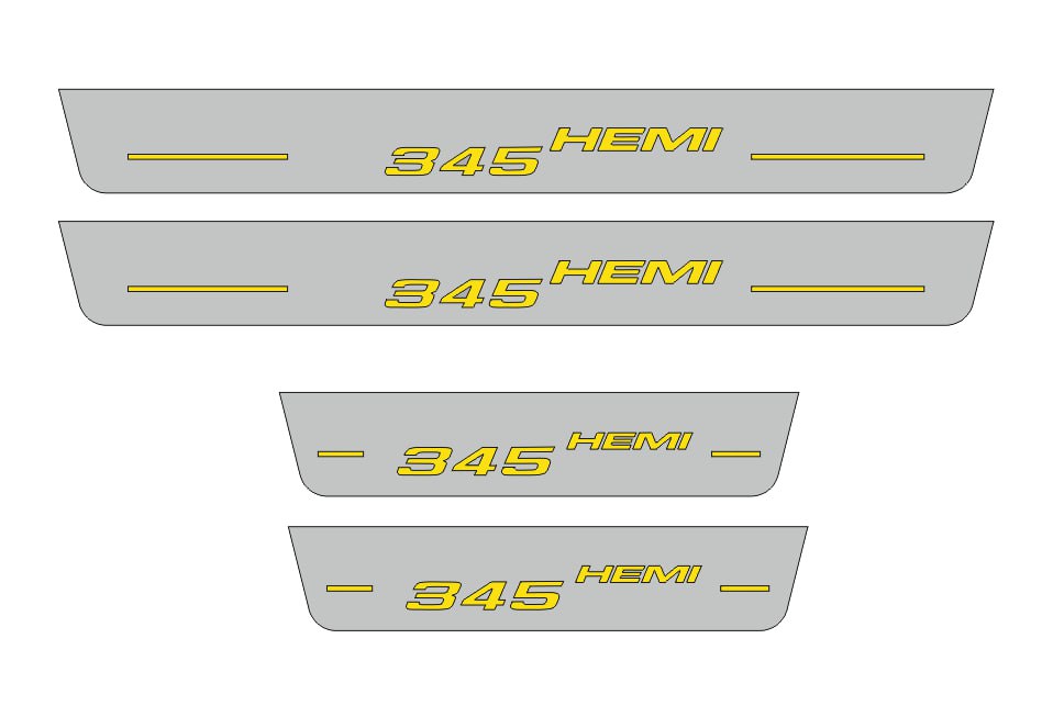 Illuminated LED Door Sill Tread Plates Dodge Charger 2011-2023 With 345 HEMI Logo Dodge Led Door Sills opdesign