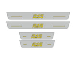 Catalog illustration of four gray door sill plates with yellow 345 lettering stacked over HEMI with horizontal lines on a white background.