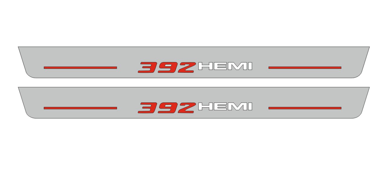 Illuminated LED Door Sill Tread Plates Dodge Charger 2011-2023 With 392 HEMI Logo Dodge Led Door Sills opdesign