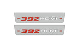 stainless steel LED door sill plates with Jeep Grand Cherokee IV WK2 2010+ with 392 HEMI logo
