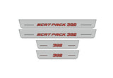 Dodge Charger LD 2011+ illuminated entry guards in stainless steel with 392 SCAT PACK logo
