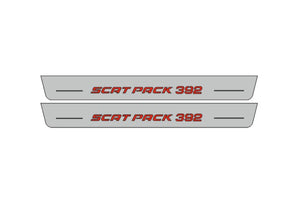 Illuminated LED Door Sill Tread Plates Dodge Charger 2023+ With 392 SCAT PACK Logo Dodge Led Door Sills opdesign