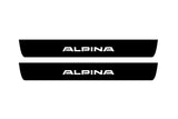 BMW 3 F30 2012+ illuminated door sill protectors in stainless steel with Alpina logo