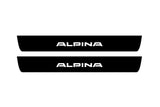 BMW 3 F30 2012+ illuminated door sill protectors in stainless steel with Alpina logo