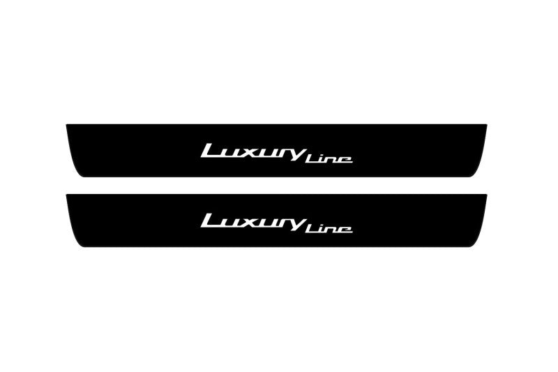 BMW 3 F30 2012+ stainless steel illuminated entry guards with Luxury Line logo