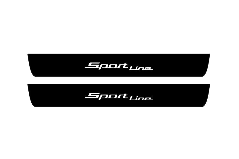 BMW 3 F30 2012+ illuminated door sill protectors in stainless steel with Sport Line logo