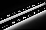 LED door sill plates for Hyundai Sonata VIII FL 2024+ stainless steel with Sonata logo