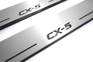 Illuminated LED Door Sill Tread Plates Mazda CX-5 II 2017+ With CX-5 Logo Mazda Led Door Sills opdesign