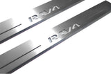 stainless steel LED door sill plates with Toyota Rav4 IV XA40 2013+ with Rav4 logo