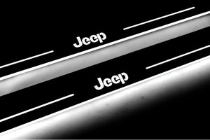 Illuminated LED Door Sill Tread Plates Jeep Cherokee KL 2014-2023 With Jeep Logo Jeep Led Door Sills opdesign