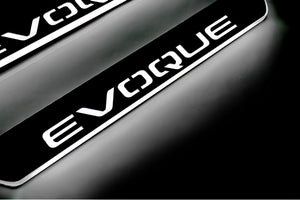 Illuminated LED Door Sill Tread Plates Range Rover Evoque I With Evoque Logo Range Rover Led Door Sills opdesign