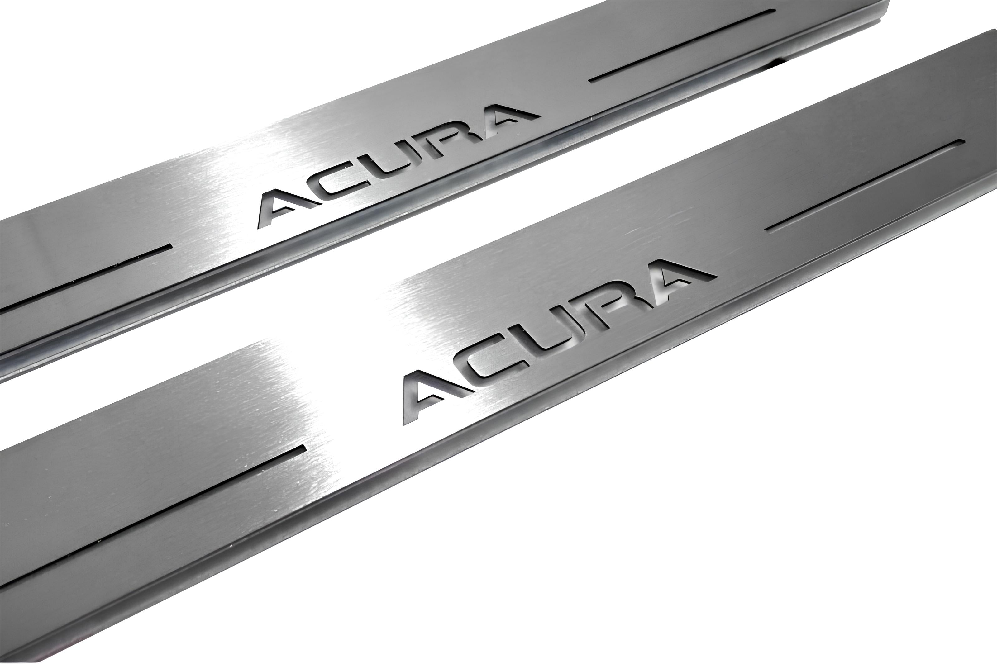 Illuminated LED Door Sill Tread Plates Acura MDX II 2006-2013 With Acura Logo Acura Led Door Sills opdesign