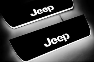 Illuminated LED Door Sill Tread Plates Jeep Grand Cherokee IV 2010-2021 With Jeep Logo Jeep Led Door Sills opdesign