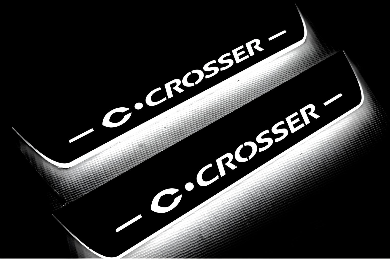 LED door sill plates Citroen C-Crosser 2007+ in stainless steel with C-Crosser logo