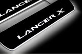 Mitsubishi Lancer X 2007+ stainless steel LED door sill plates with Lancer X logo