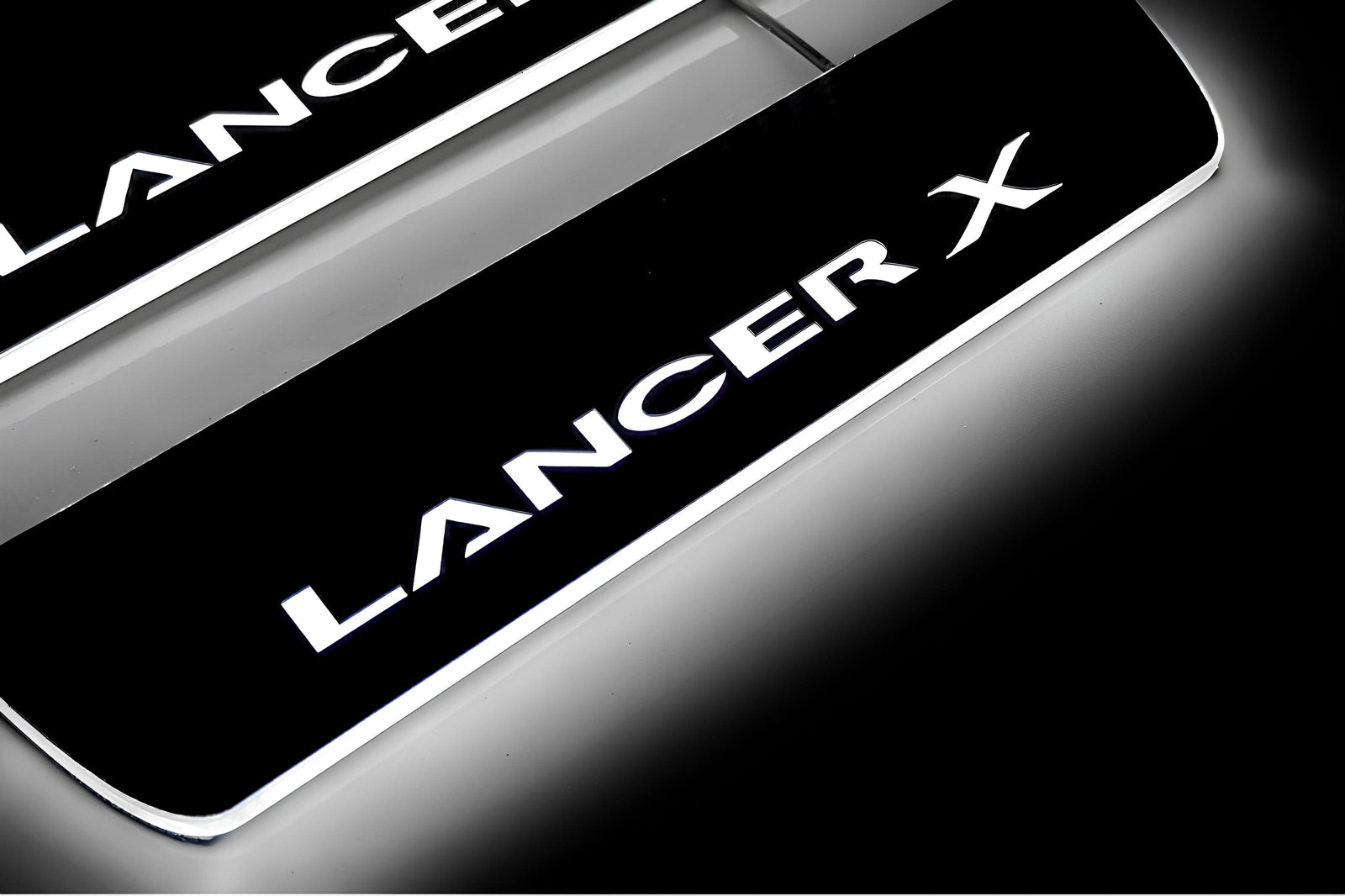 Mitsubishi Lancer X 2007+ stainless steel LED door sill plates with Lancer X logo