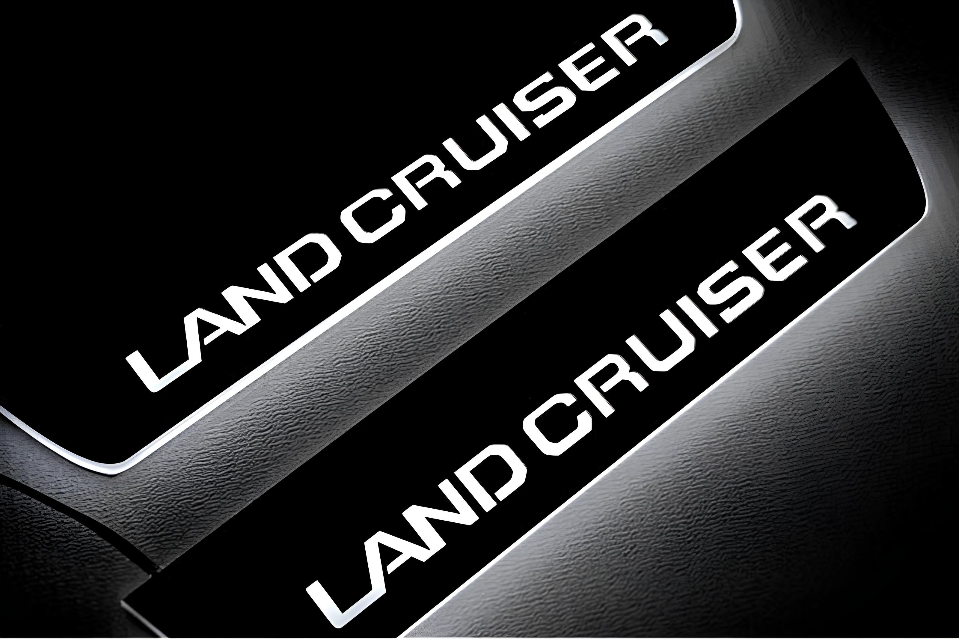 Illuminated LED Door Sill Tread Plates Toyota Prado 250 2023+ With Land Cruiser Logo Toyota Led Door Sills opdesign