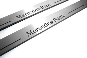 Mercedes CLA-Class II W118 2019+ LED Door Sills Illuminated Scuff Mercedes-Benz Logo Stainless Steel Entry Guards Door Sills