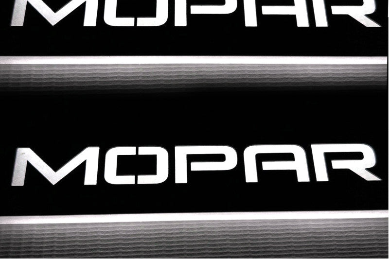 LED door sill plates Dodge Durango III 2011+ in stainless steel with MOPAR logo