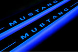 Ford Mustang V S197 2005+ stainless steel LED door sill plates with Mustang logo