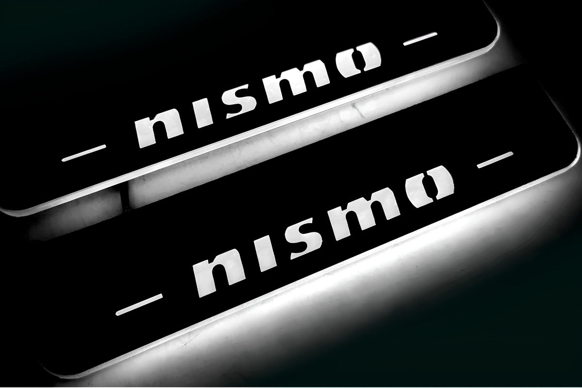 stainless steel LED door sill plates with Nissan Patrol Y62 2010+ with NISMO logo