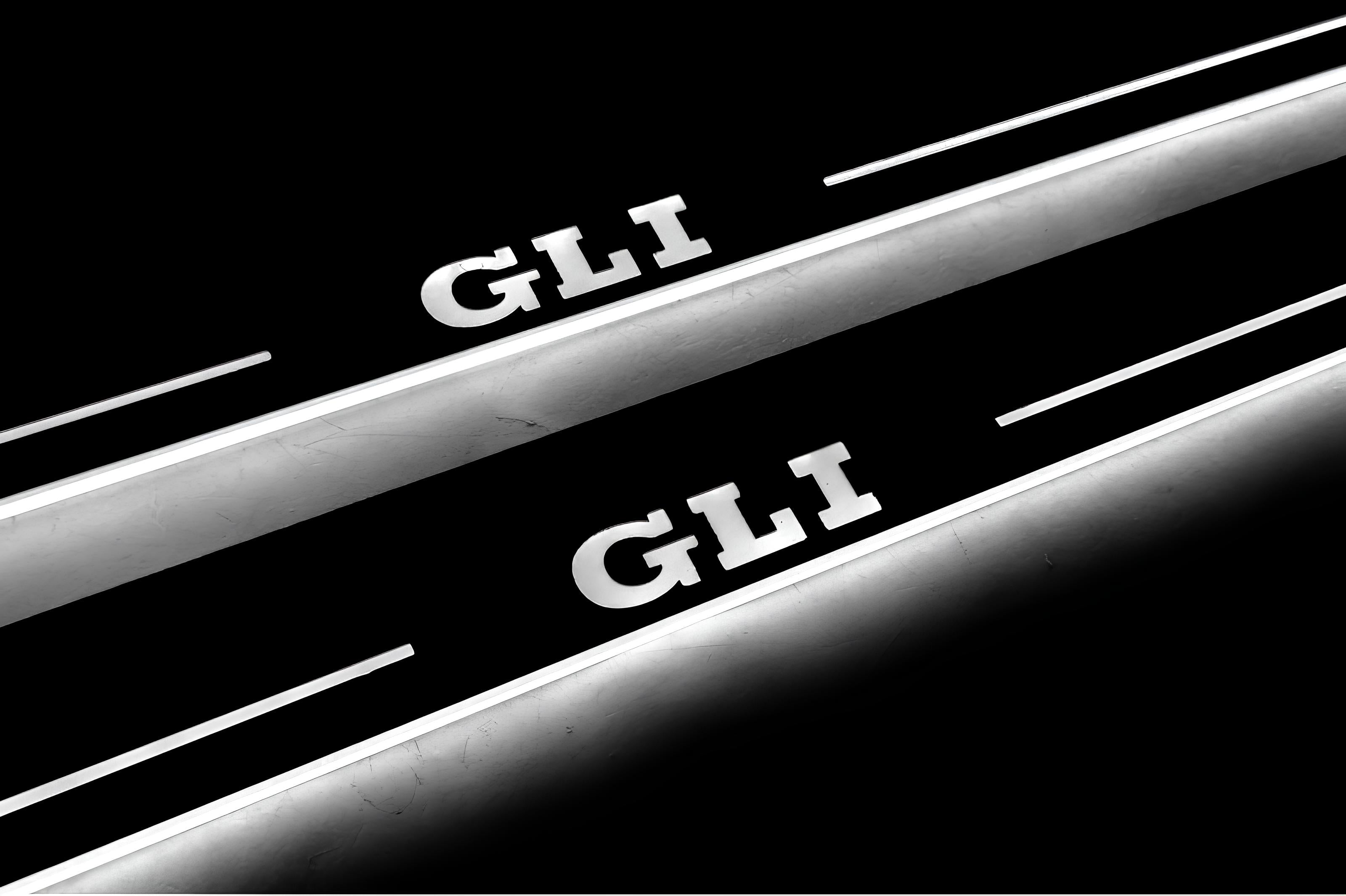Illuminated LED Door Sill Tread Plates Volkswagen Jetta VII 2019+ With GLI Logo Volkswagen Led Door Sills opdesign