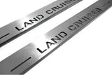 Toyota LC 200 2007+ stainless steel LED door sill plates with Land Cruiser logo