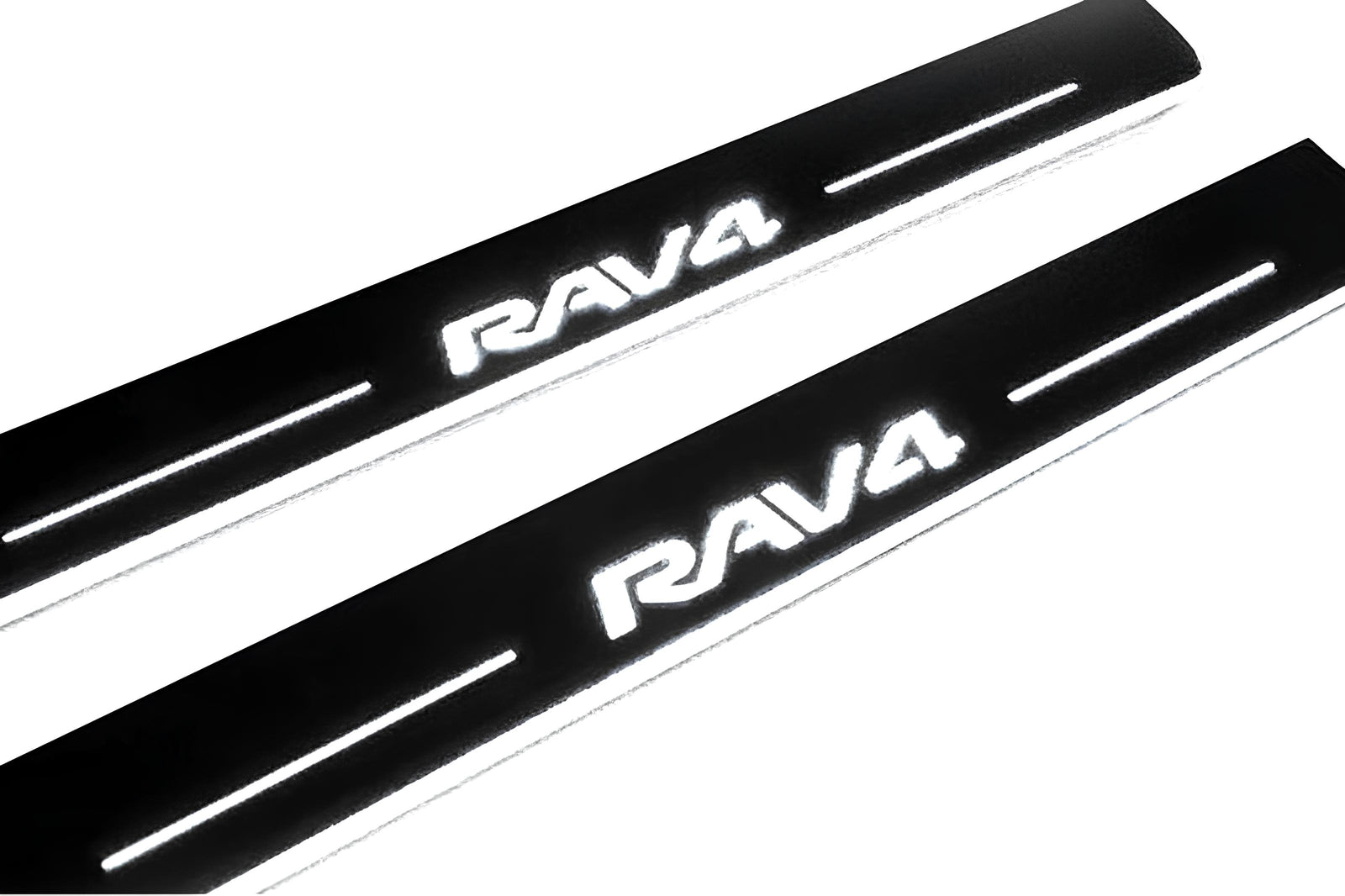 Toyota Rav4 IV XA40 2013+ entry guards in stainless steel with Rav4 logo