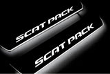 Dodge Charger LD 2011+ stainless steel LED door sill plates with Scat Pack logo