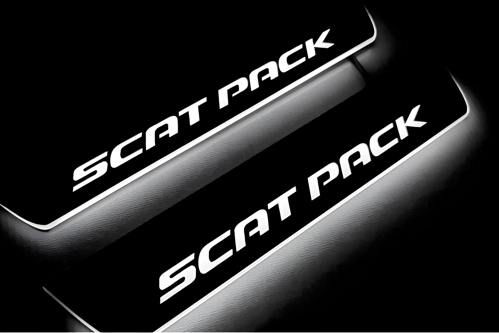 Dodge Charger LD 2011+ stainless steel LED door sill plates with Scat Pack logo