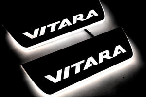 Illuminated LED Door Sill Tread Plates Suzuki Vitara 2015+ With Vitara Logo Suzuki Led Door Sills opdesign