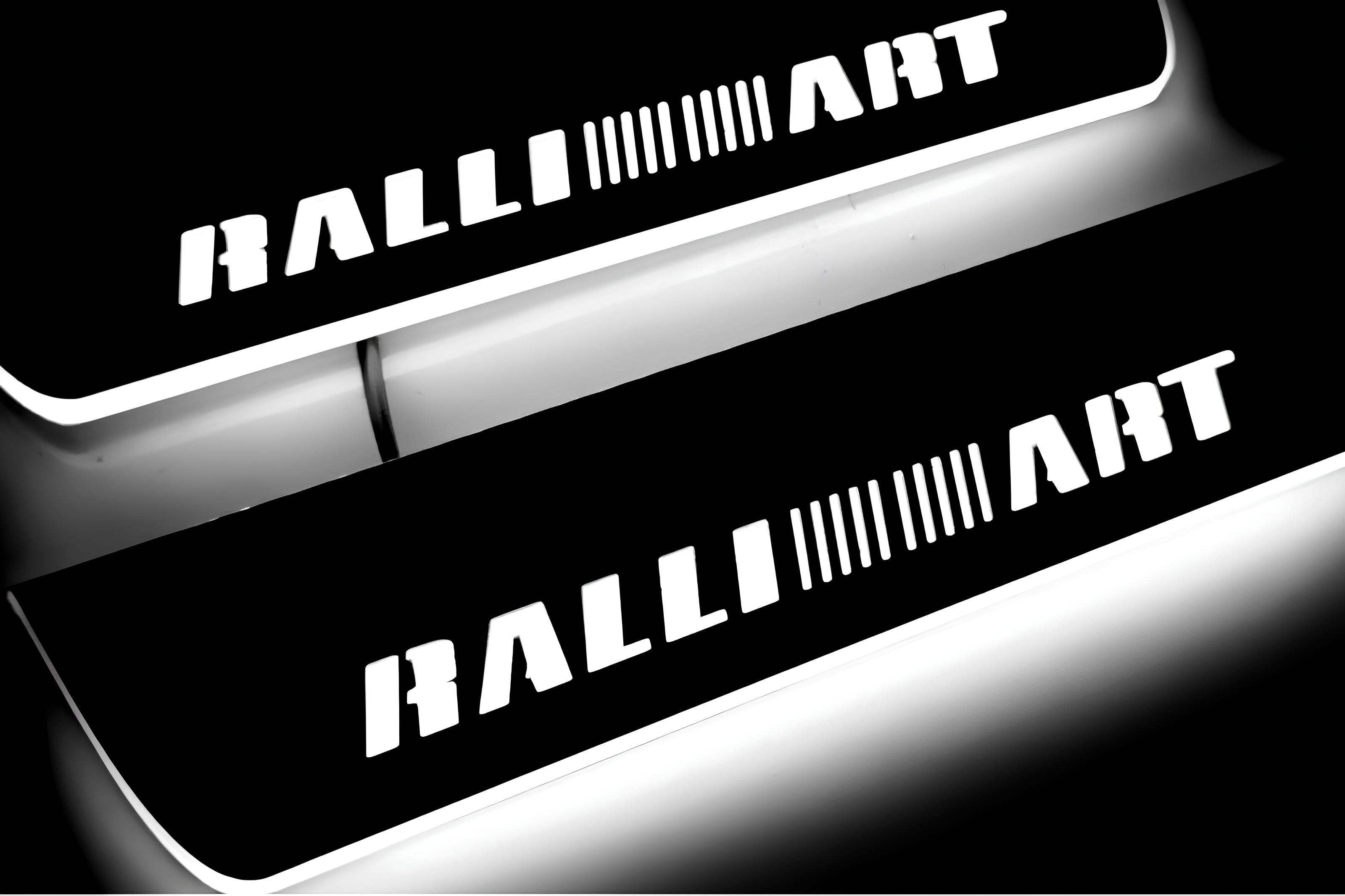 Illuminated LED Door Sill Tread Plates Mitsubishi Lancer X 2007-2017 With RalliArt Logo Mitsubishi Led Door Sills opdesign